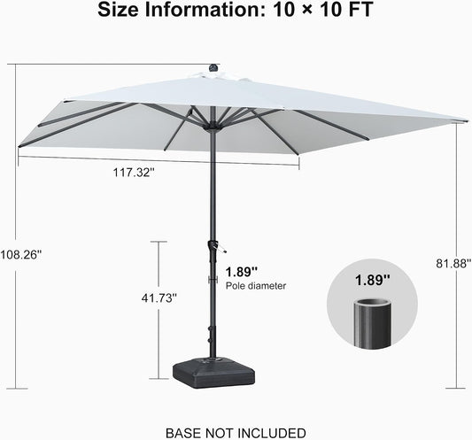 10x10 Patio Umbrella White Outdoor Weatherproof Durable