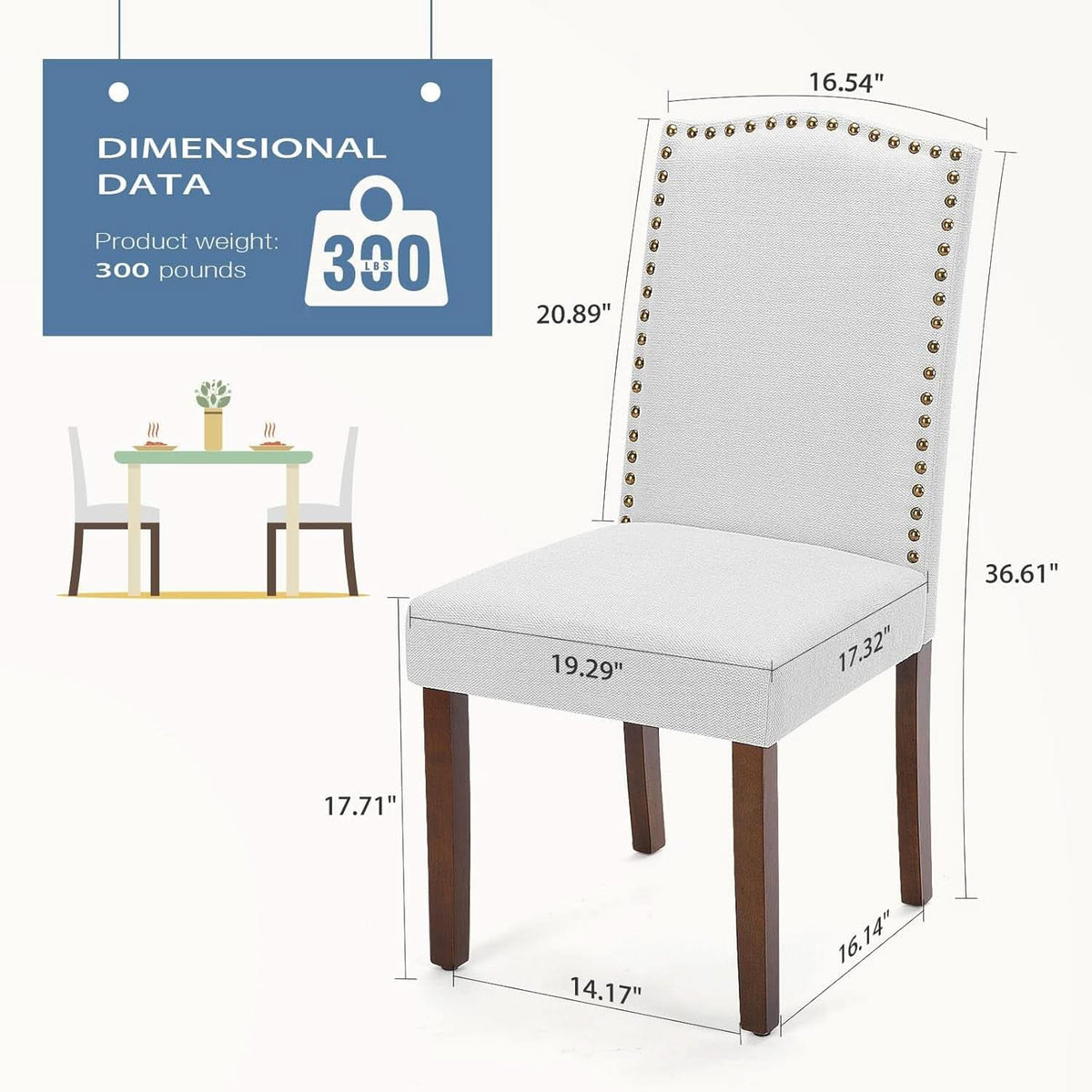 Nailhead Trim Fabric Dining Chairs Light Grey Six Pack