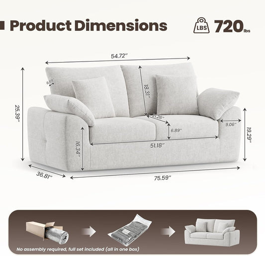Beige Two Seater Sofa For Compact Modern Living Room-1