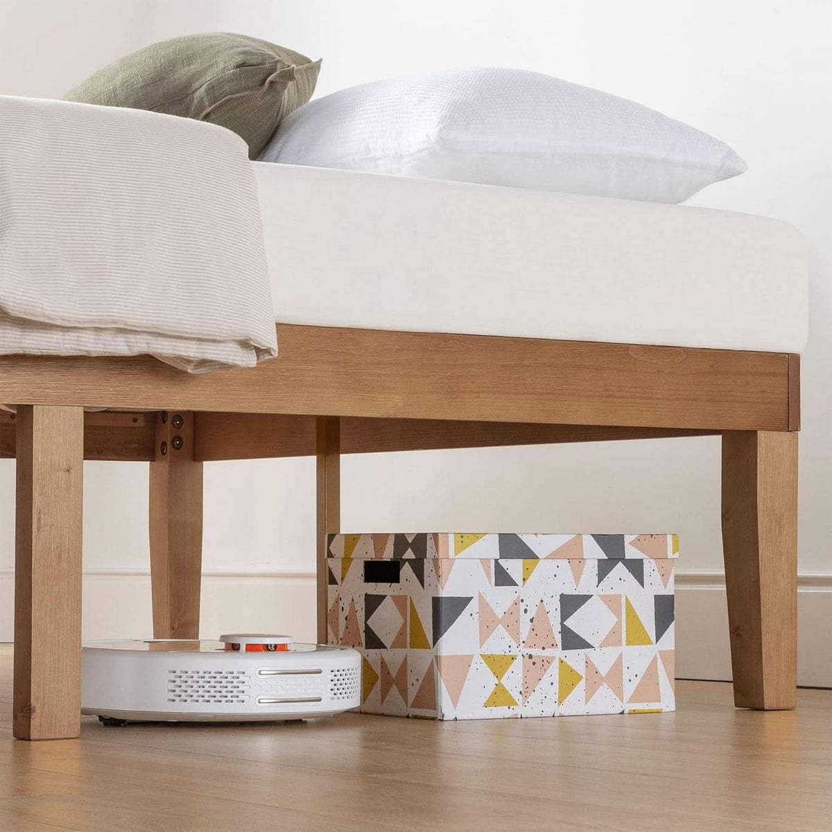 Queen Solid Hardwood Platform Bed Frame Natural Pine
