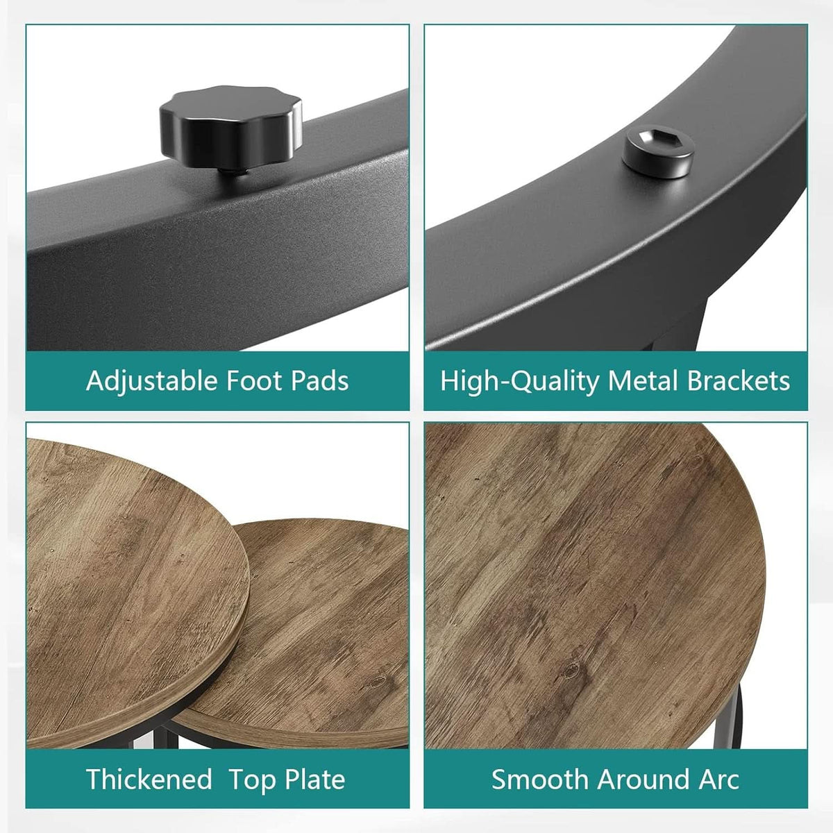Nesting Coffee Tables 2 23.6 Round Woodgrain Finish