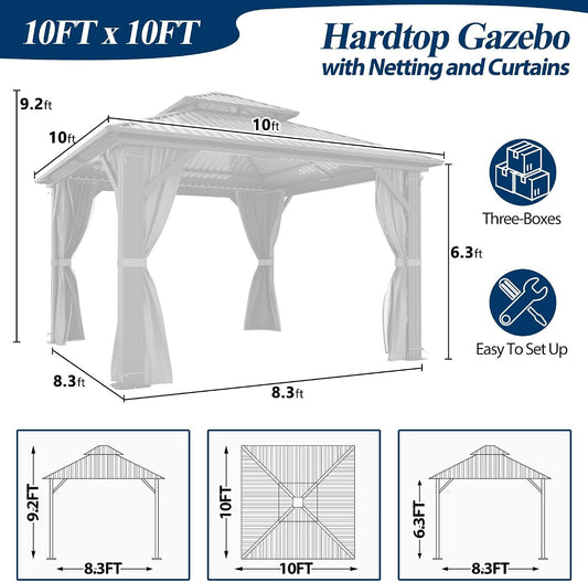 10x10 Outdoor Gazebo Weatherproof Privacy Curtains