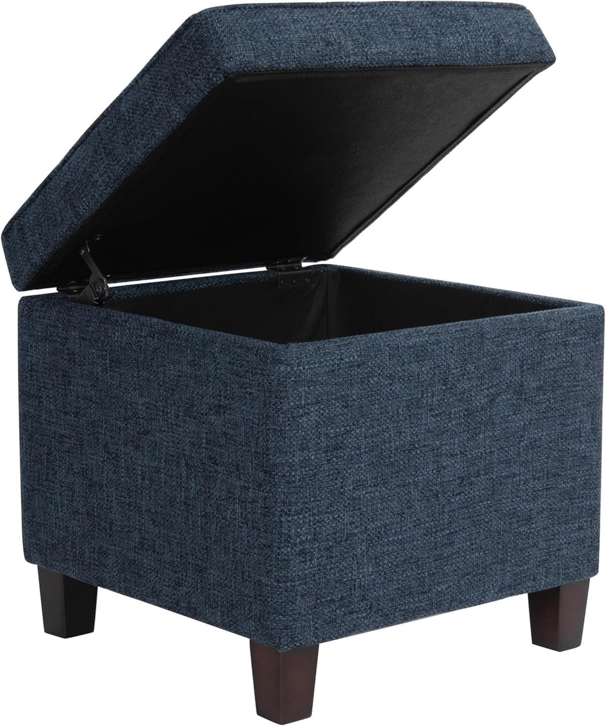 Navy Textured Square Tufted Storage Ottoman Compact