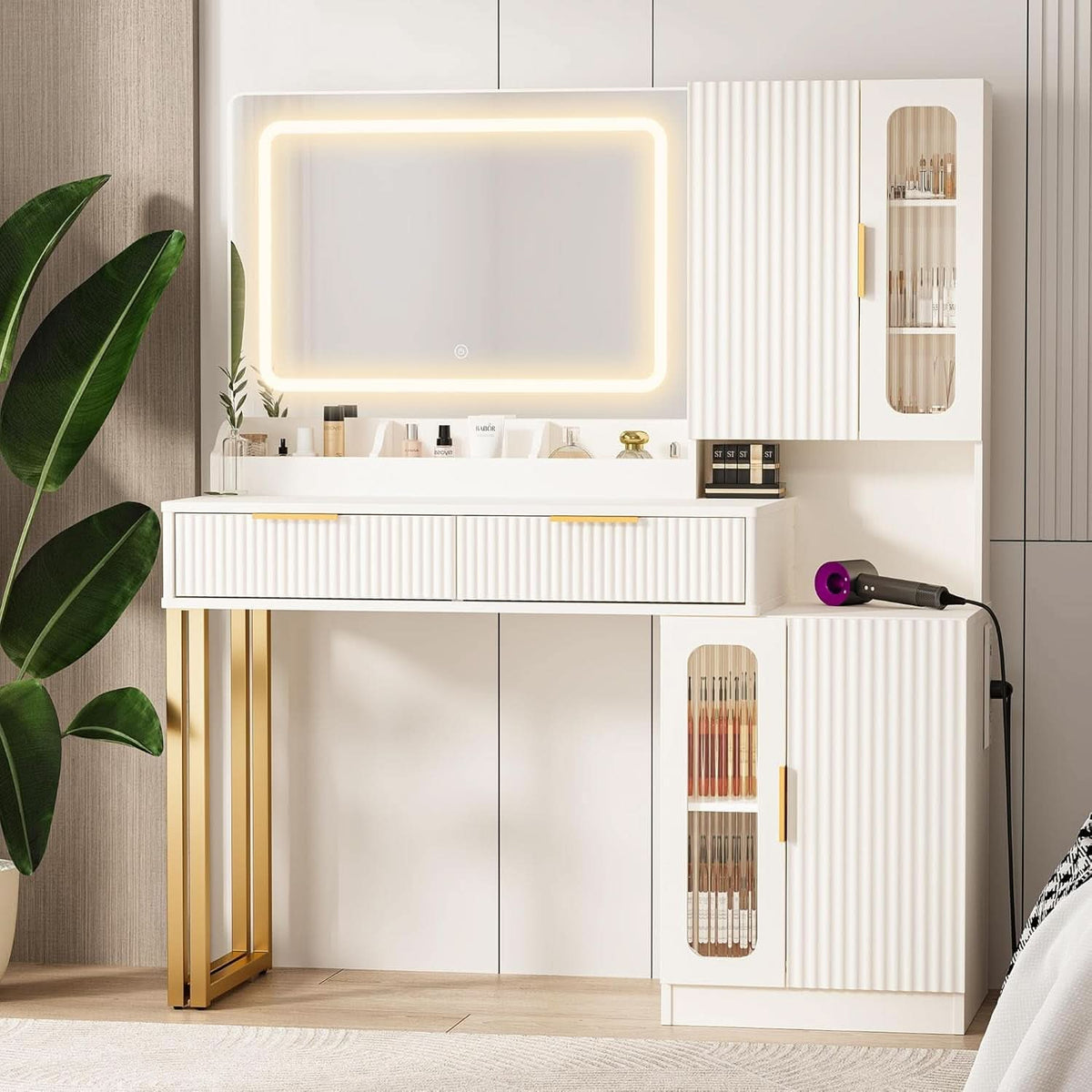 45-Inch Cosmetic Vanity Desk With LED Ambient Light-4