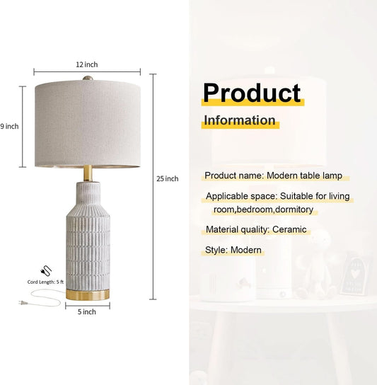 25-Inch White Washed Ceramic Contemporary Table Lamps