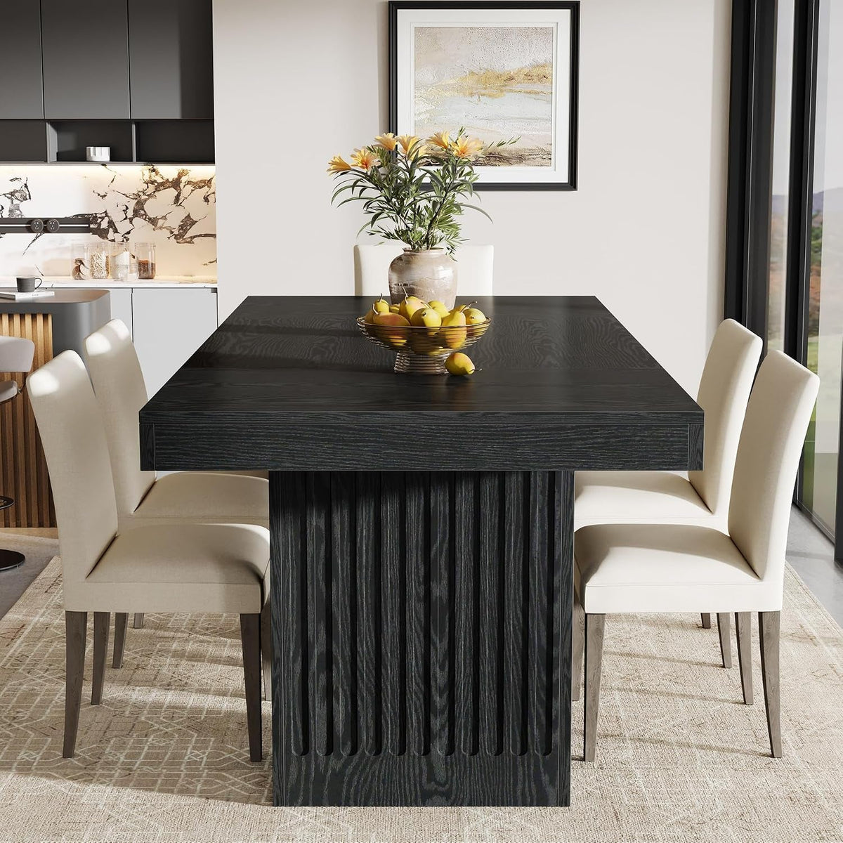 Tribesigns Black Rectangular Dining Table 63 Inches