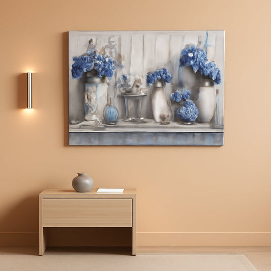 Blue Hydrangea Floral Wall Art Gallery Canvas Artwork