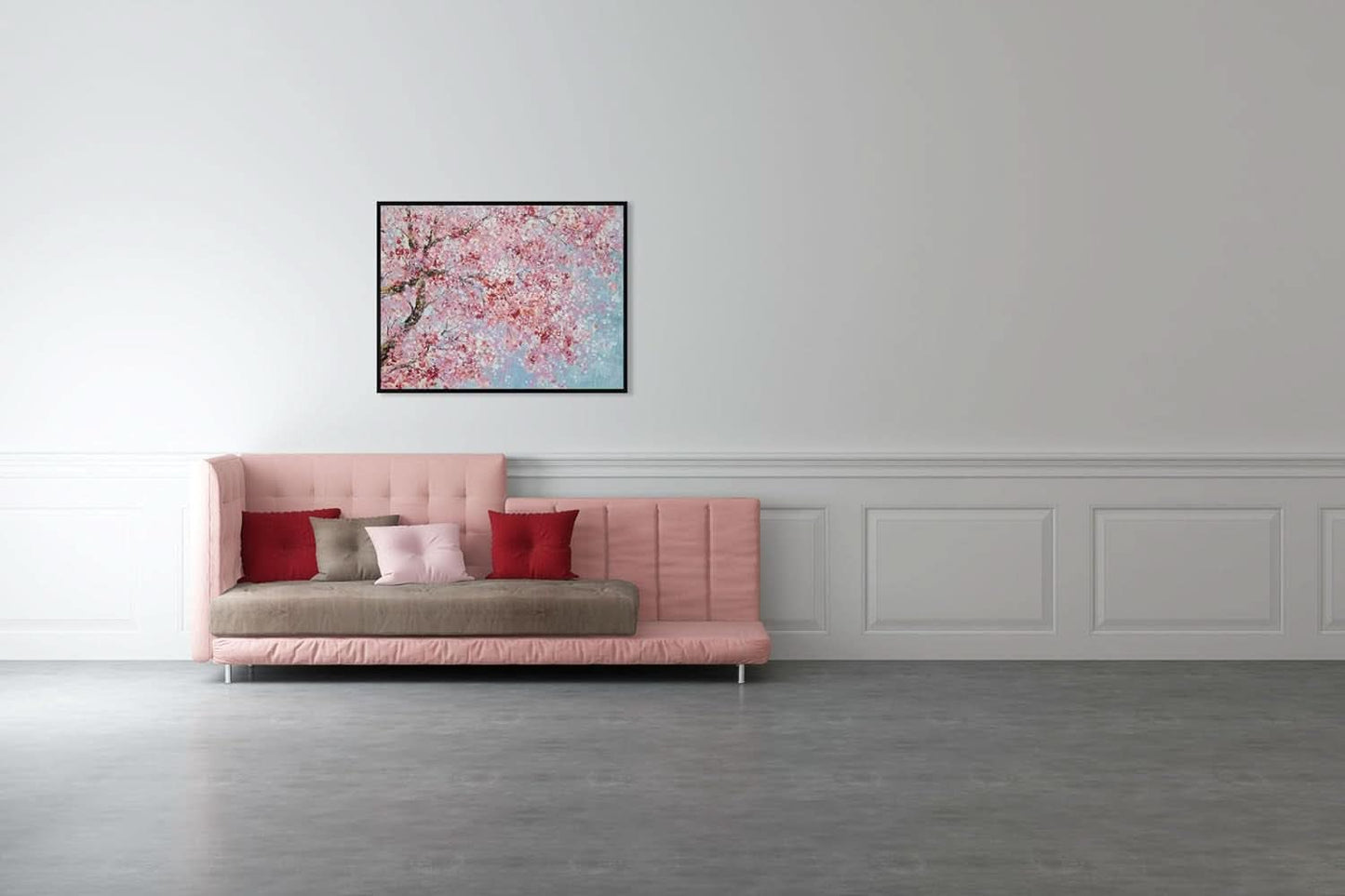 Hand Painted Plum Blossom Canvas Wall Art With Floating Frame