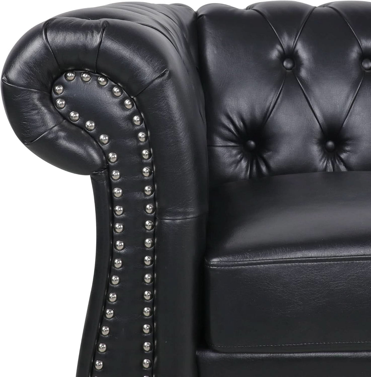 Black Faux Leather Chesterfield Sofa Set 3 Seater Loveseat