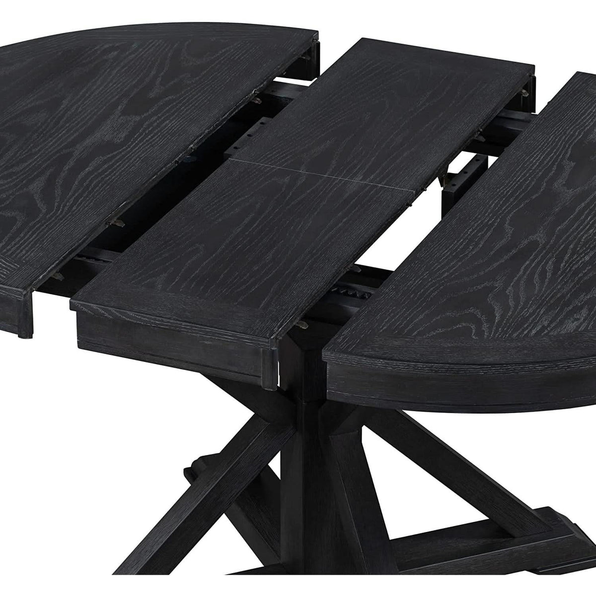 Extendable Round Dining Table Set 5 Piece Modern Farmhouse Style