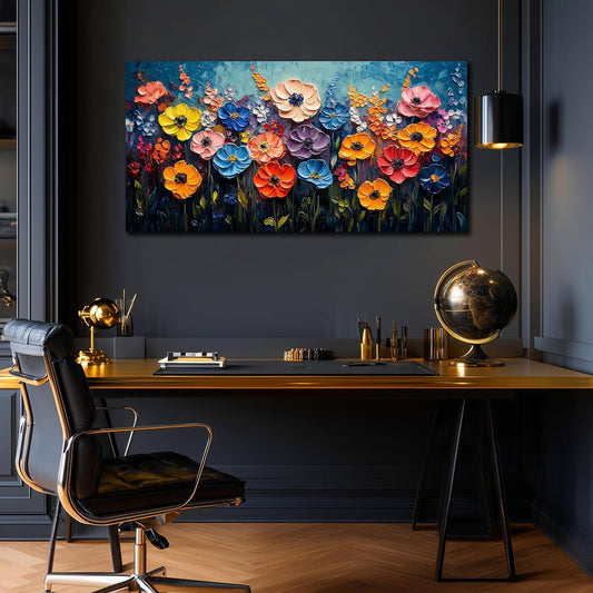 Flower Canvas Wall Art 20x40 Inch Colorful
