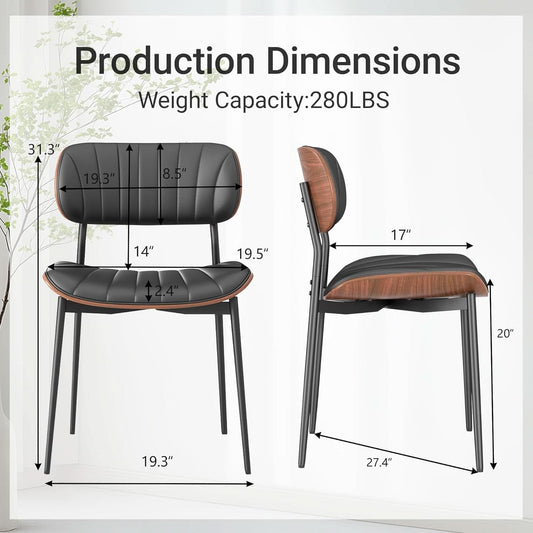 Upholstered Faux Leather Walnut Bentwood Dining Chairs