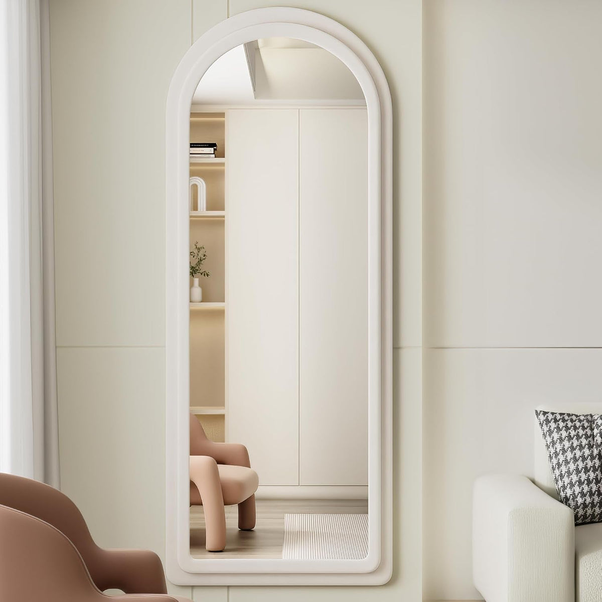 Arched Freestanding Floor Mirror 63x24 Inches White