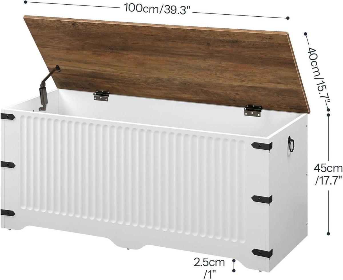 Spacious Storage Bench Toy Chest Walnut Safety Hinge