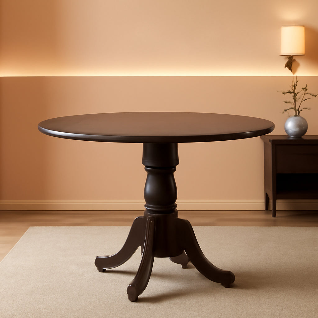 Contemporary Espresso Pedestal Round Dining Table 42X42