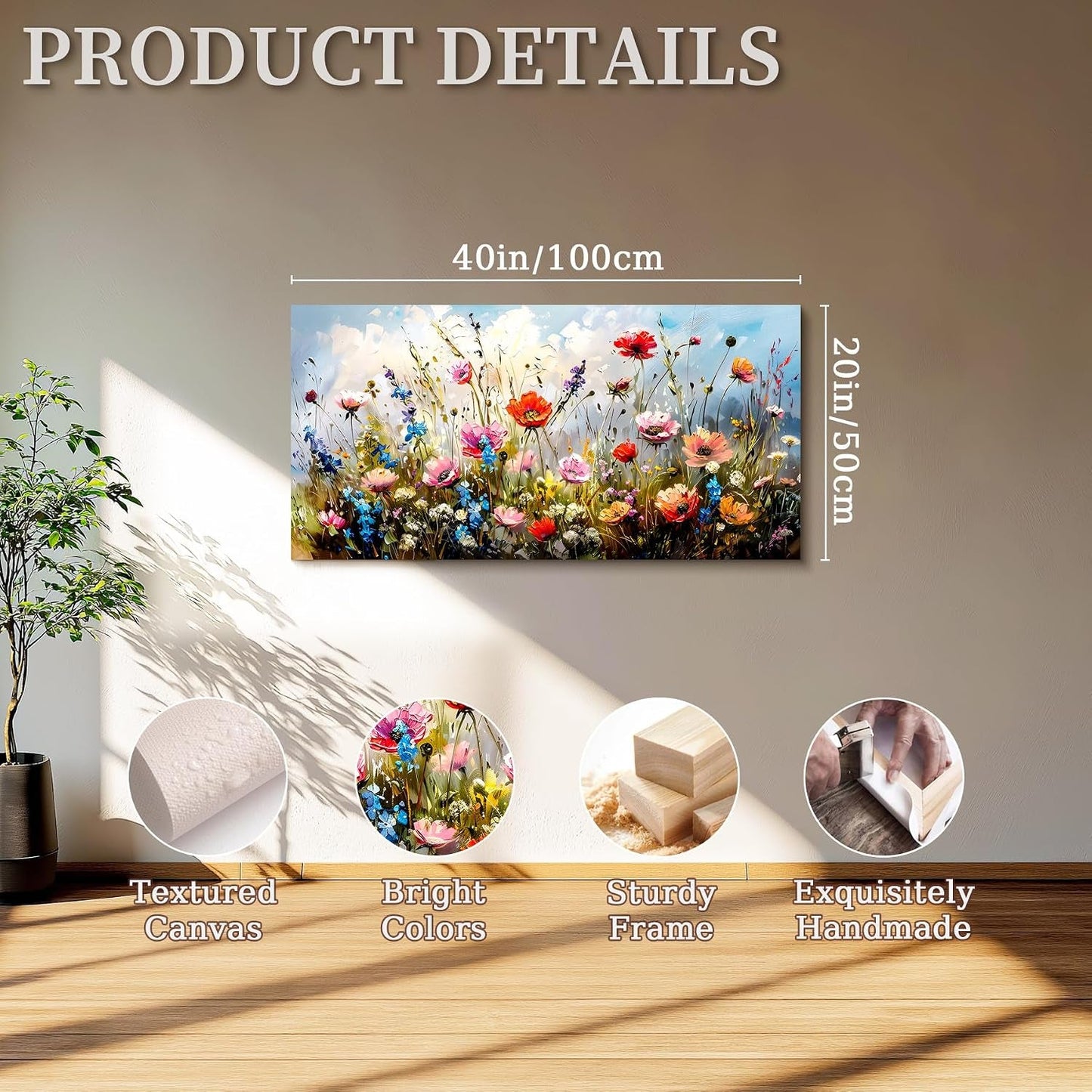 Luxurious Canvas Wall Art 20x40 Farmhouse Colorful