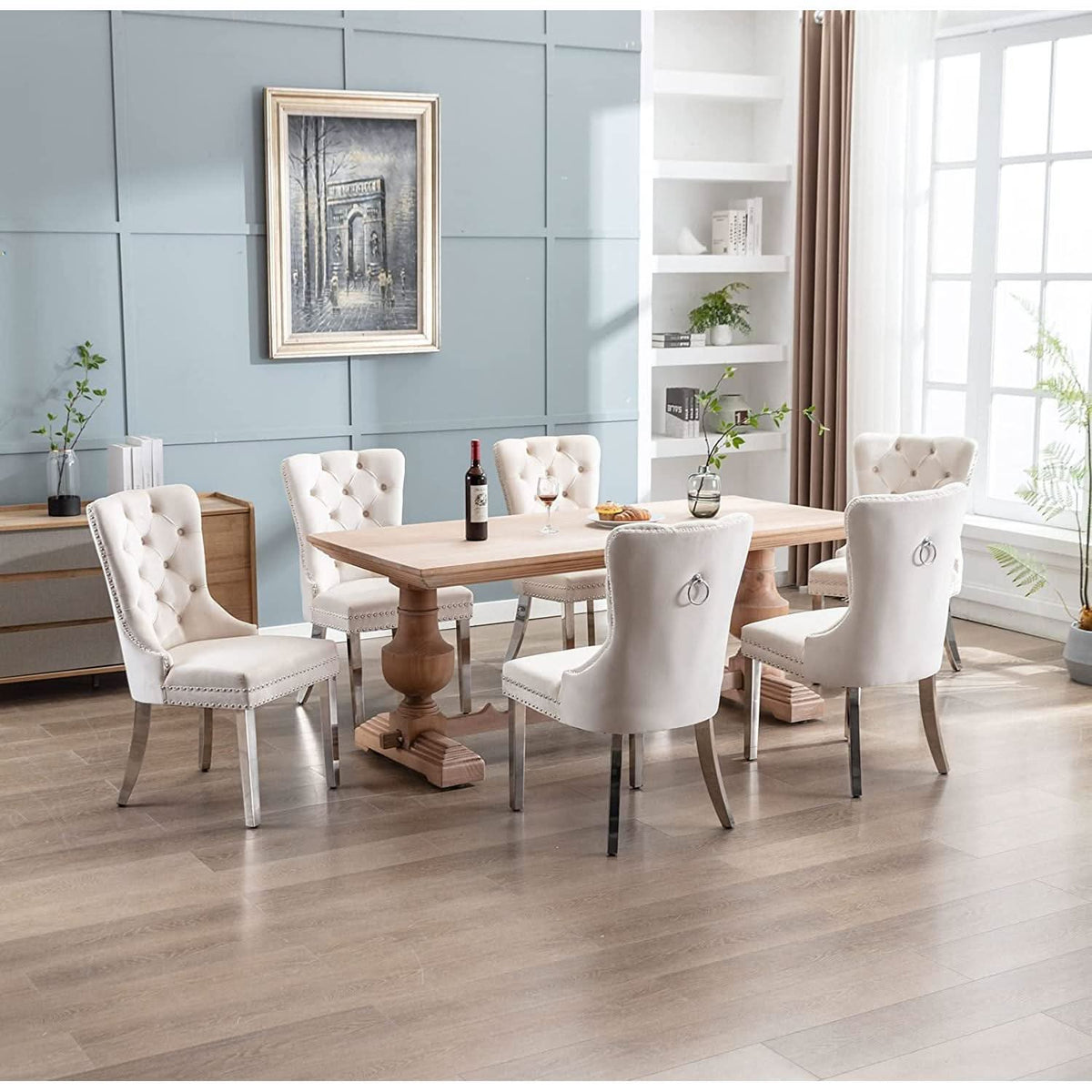 Velvet Dining Chairs Set Of 4 With Solid Wood Frames