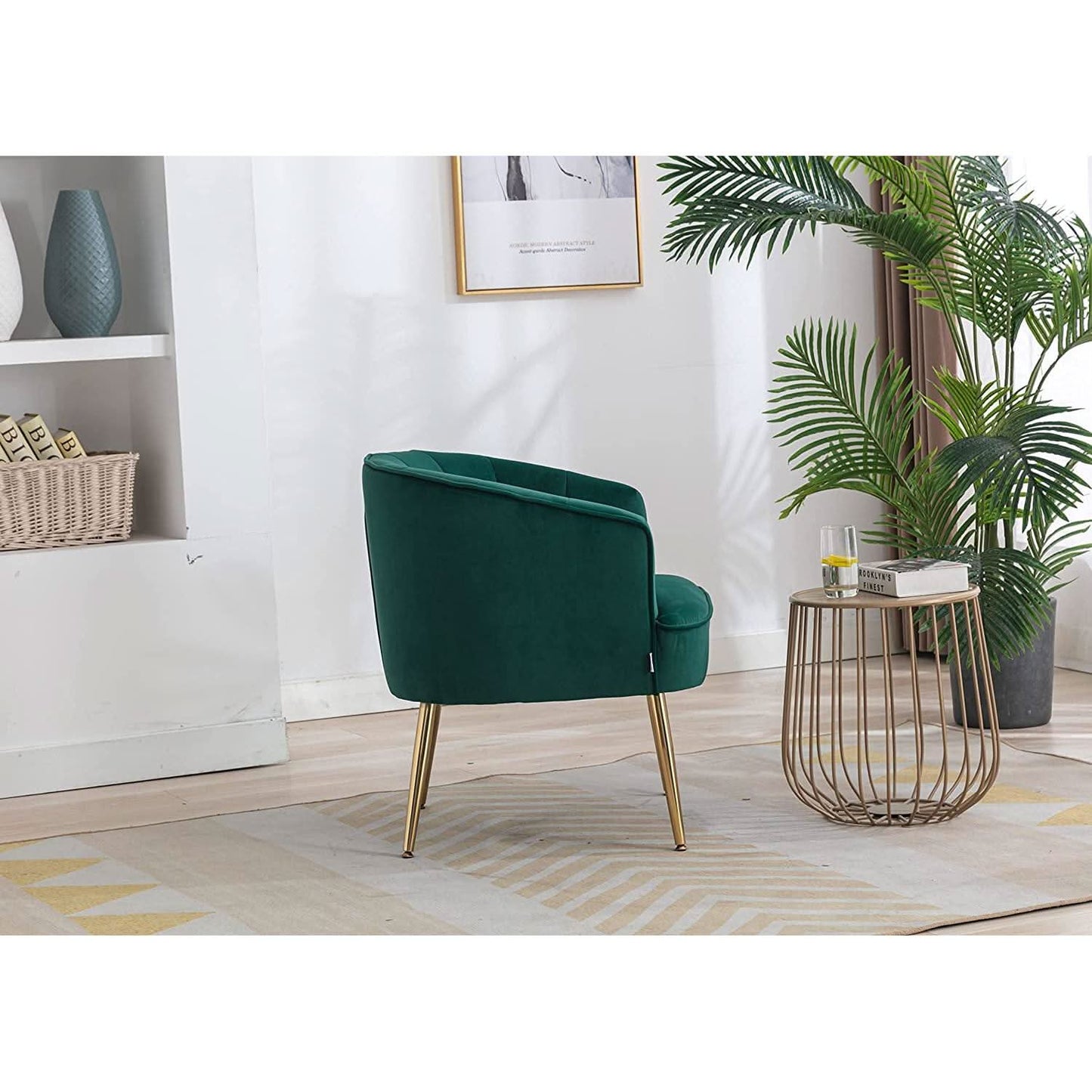Green Velvet Accent Chair With Gold Legs For Living Room Furniture