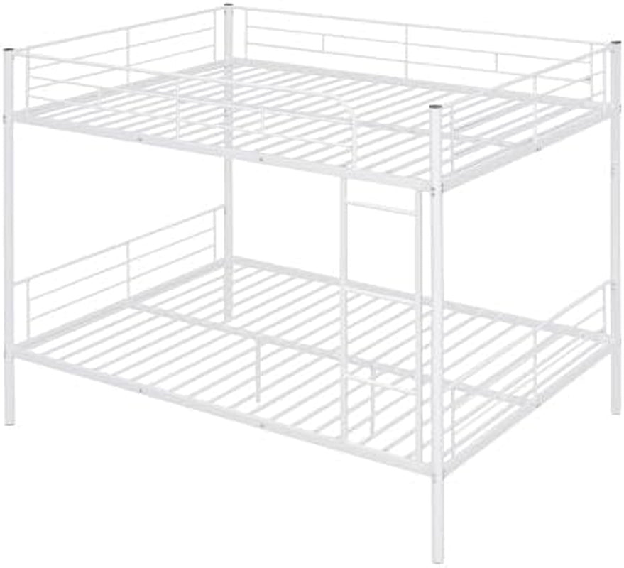 White Full Over Full Industrial Strength Metal Bunk Bed Guardrail