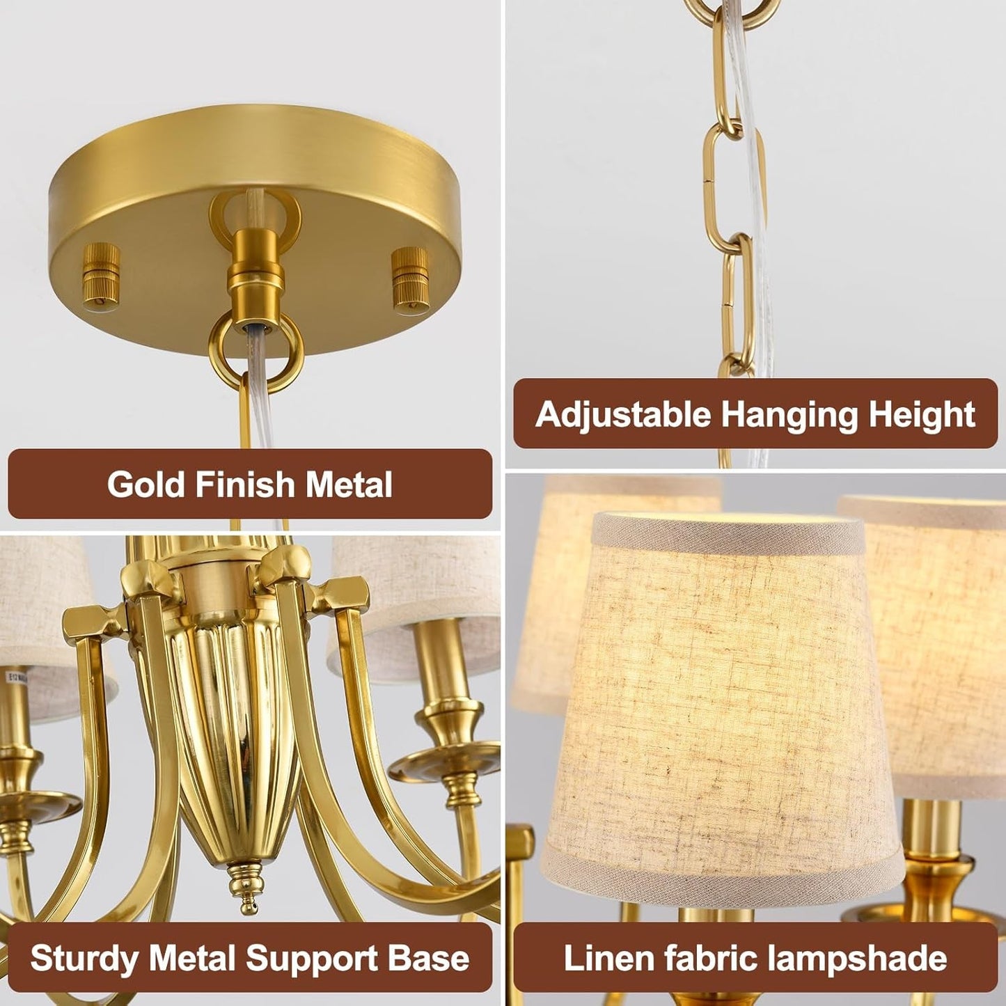 34.6in Eight Light Chandelier Over Table Fixture Living Room-4