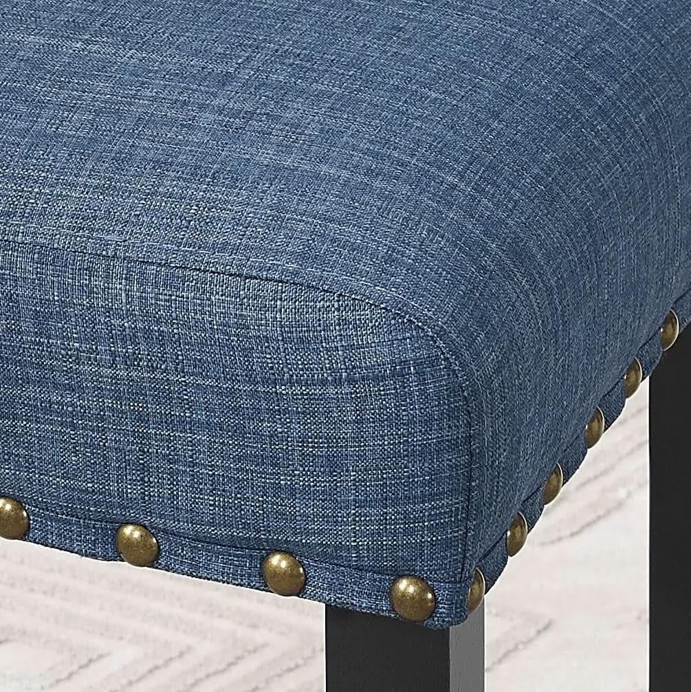 Biony Blue Fabric Dining Chair Set of 2 With Nailhead Trim