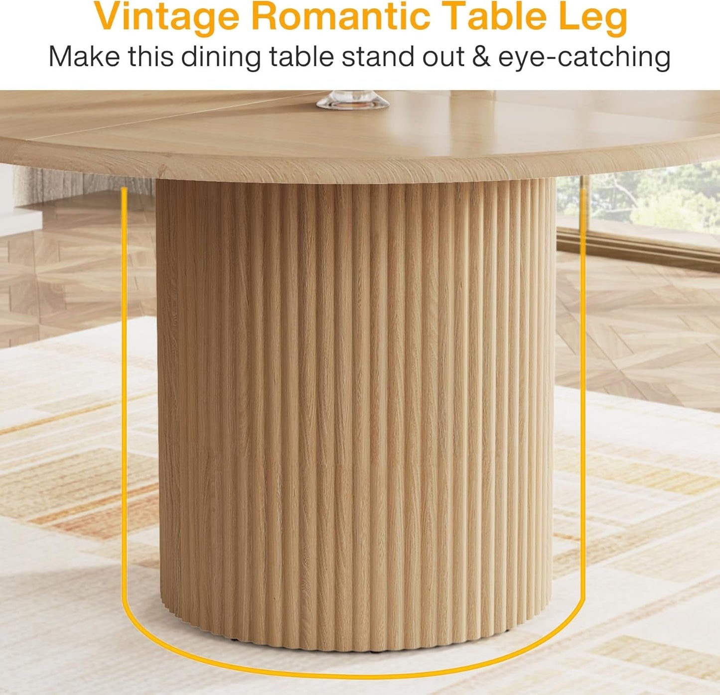 47 Inch Circular Dining Table Farmhouse Style Pedestal