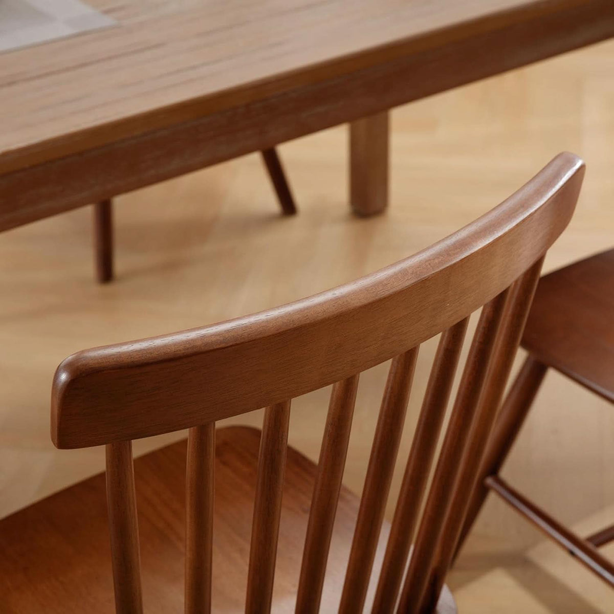 Walnut Windsor Dining Chairs Featuring Spindle Back