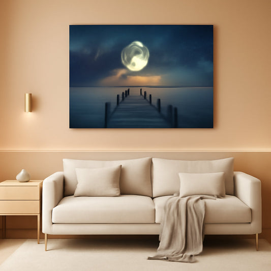 Blue Coastal Seascape Art Canvas Wall Art 20x40Inches
