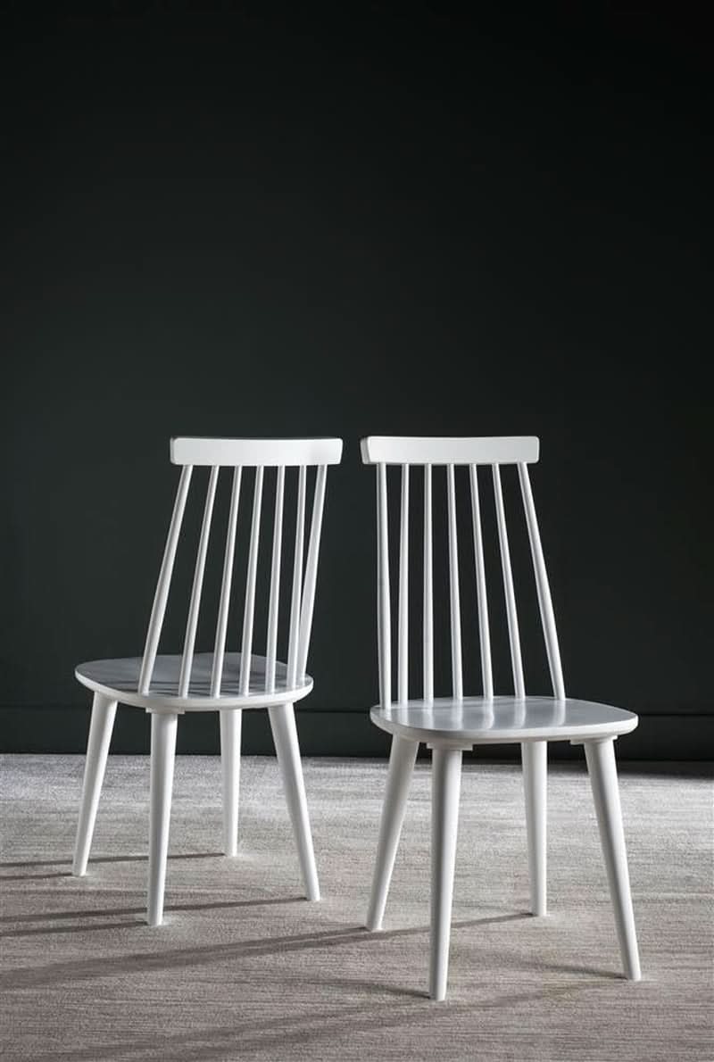 White Farmhouse Spindle Dining Chair Set Of 2 For Kitchen