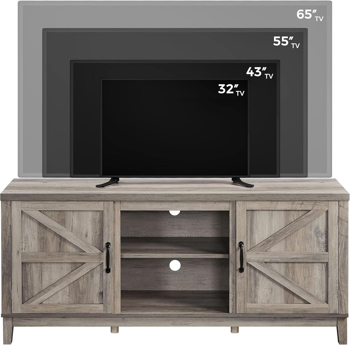 Gray Farm house TV Stand 65 Inch Entertainment Center