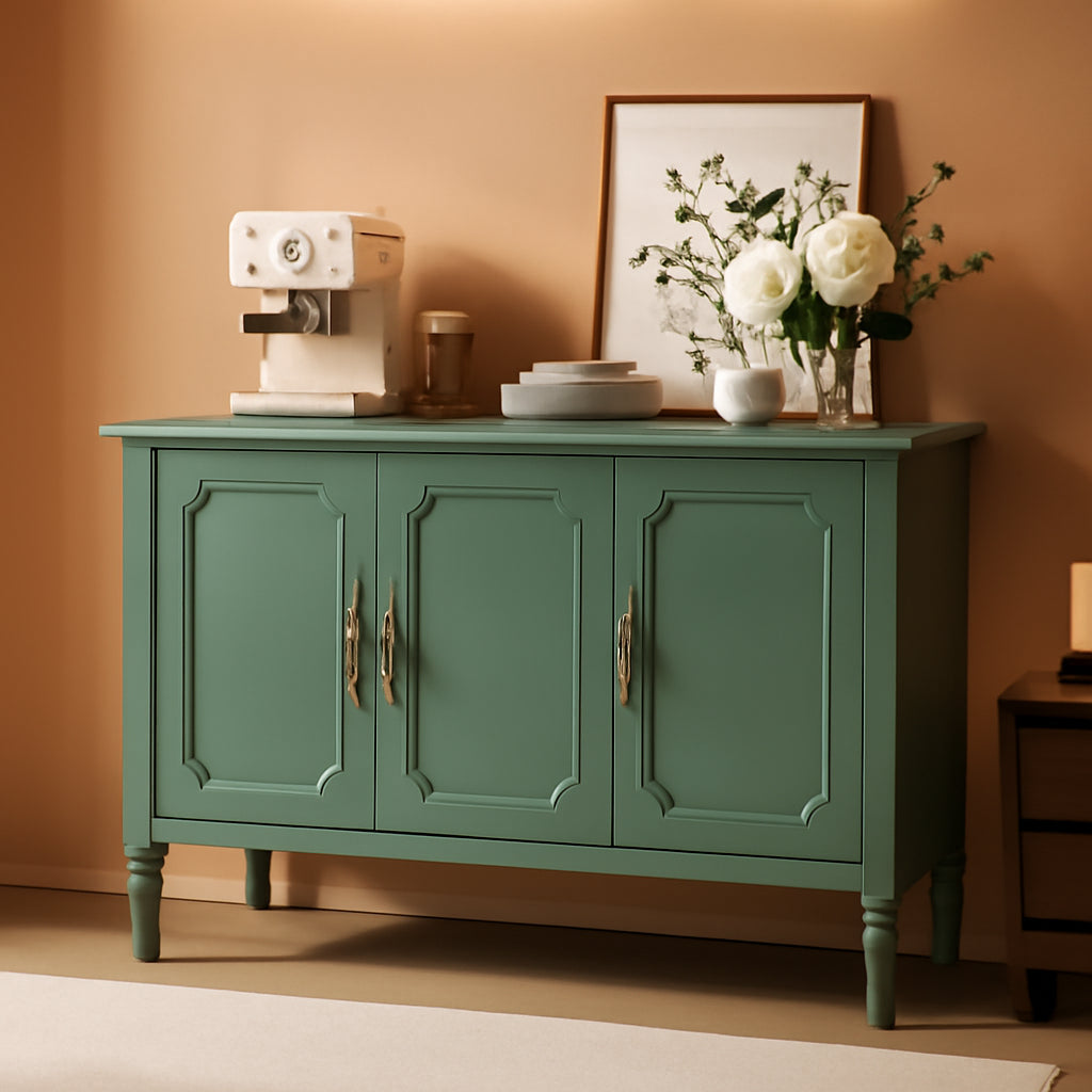 Forest Green Buffet Sideboard With Adjustable Shelves