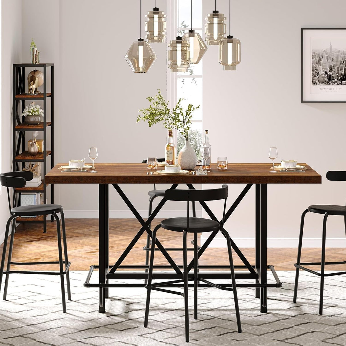 Six Person Industrial Grade Rustic Brown Dining Table