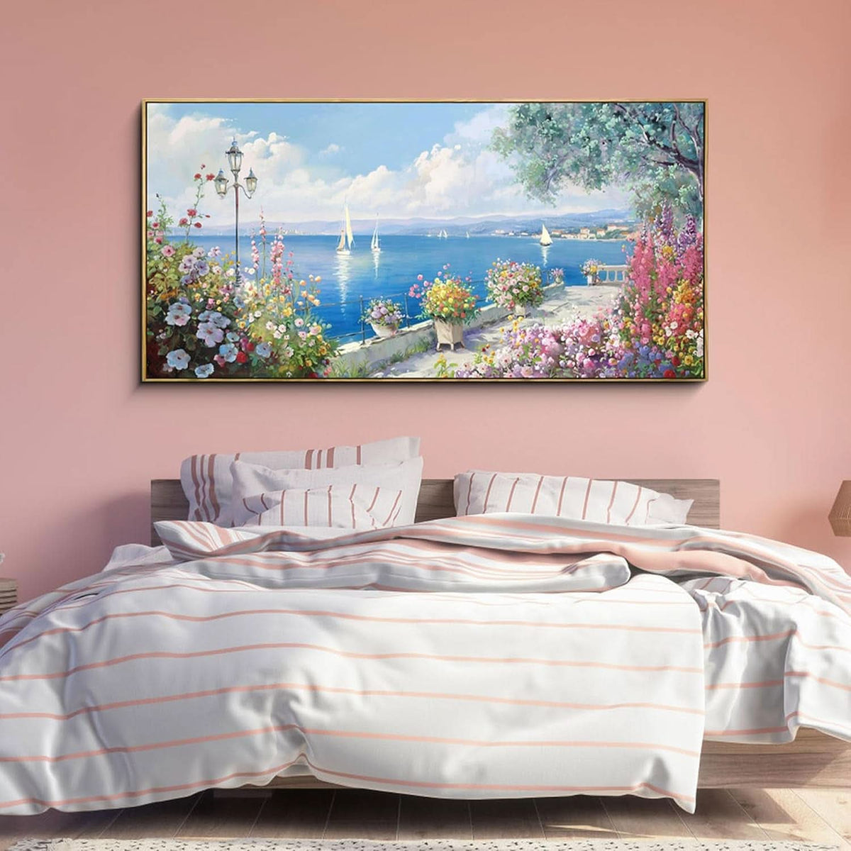 Ultramarine Coastal Seascape Canvas Wall Art 58x29