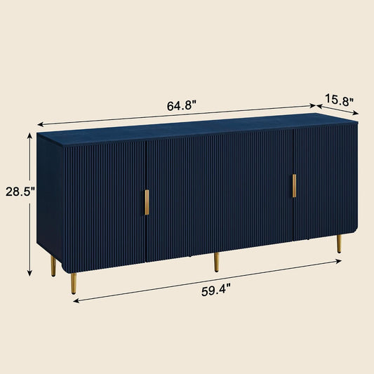 65Inch Blue Sideboard Buffet Cabinet Modern Console-1