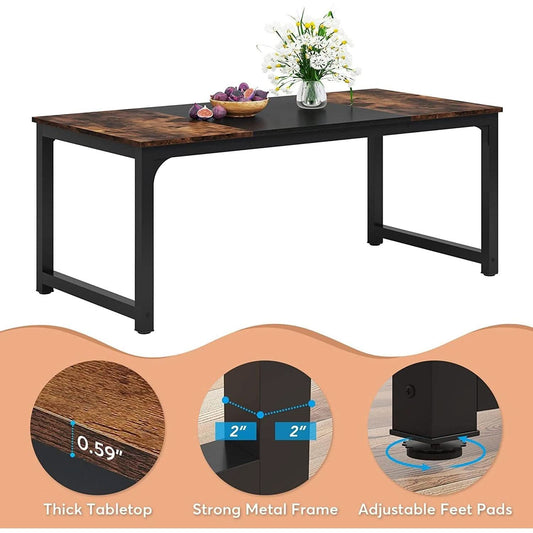71 Inch Dining Table With Metal Legs Elegant Quality