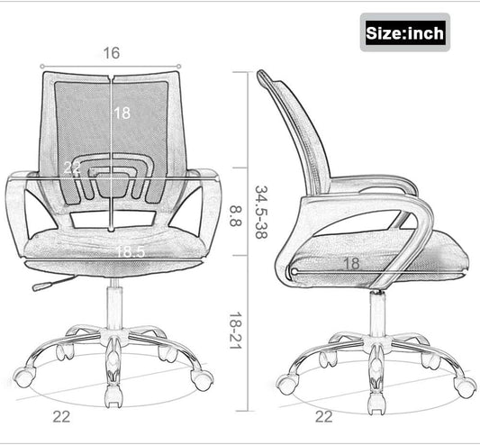 Orange Desk Mesh Chair With Adjustable Lumbar Support