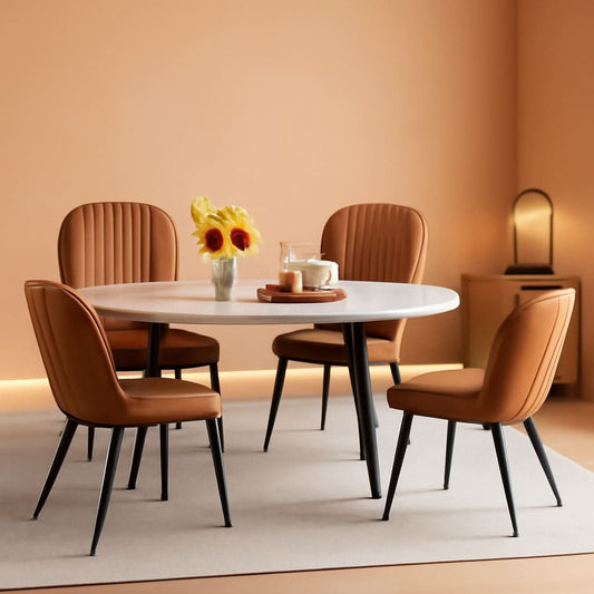 Brown Armless Modern Dining Room Sleek Chairs Set Of Four