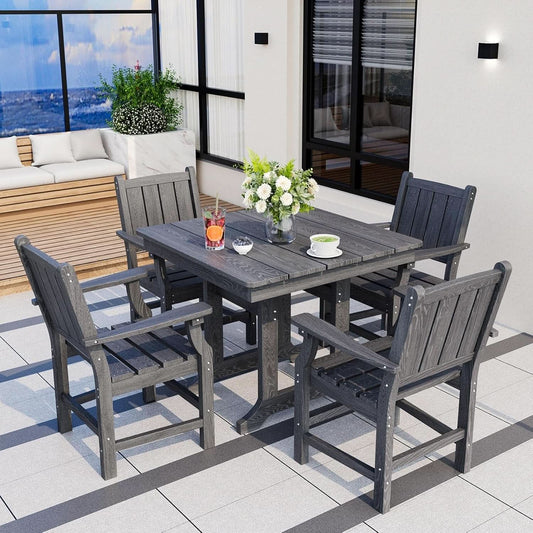 Spacious Five Piece Outdoor Dining Set with Umbrella Hole