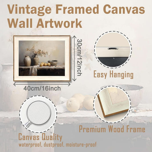 Framed Kitchen Wall Art 12x16 Charcoal Gray Botanicals