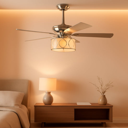 Contemporary Reversible Chrome Lighting Ceiling Fan