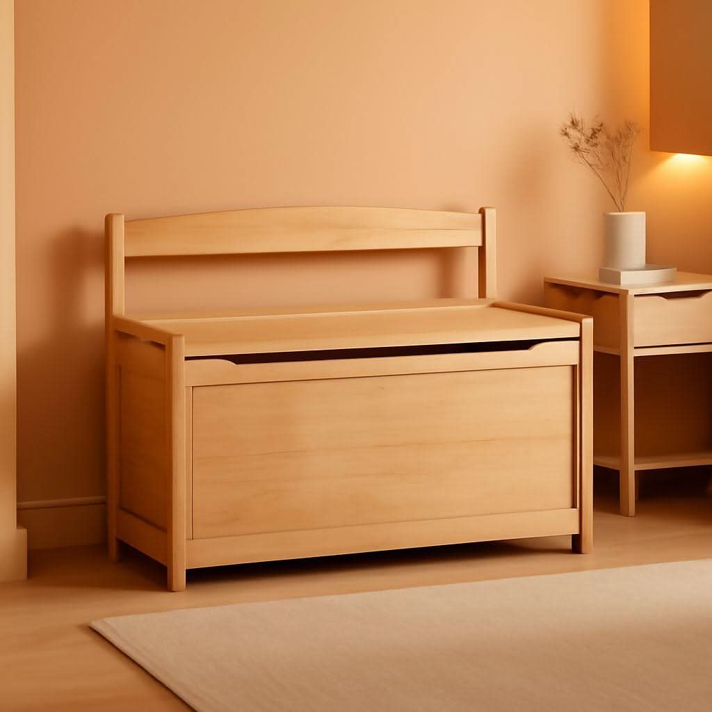Blonde Premium Wood Toy Chest With Generous Storage Capacity