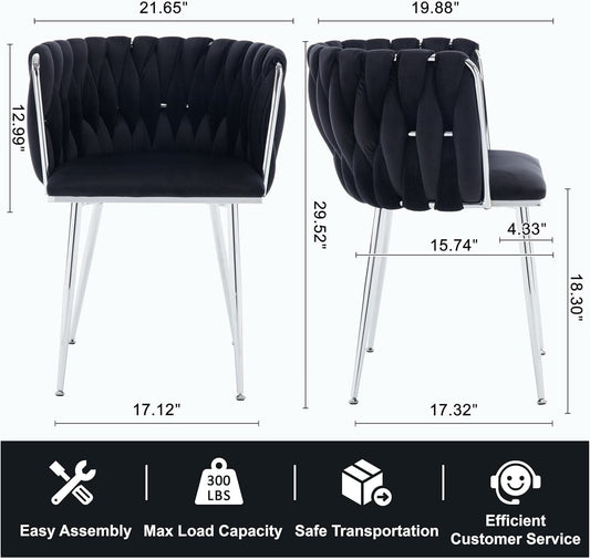 Black Velvet Upholstered Dining Chairs For Couples