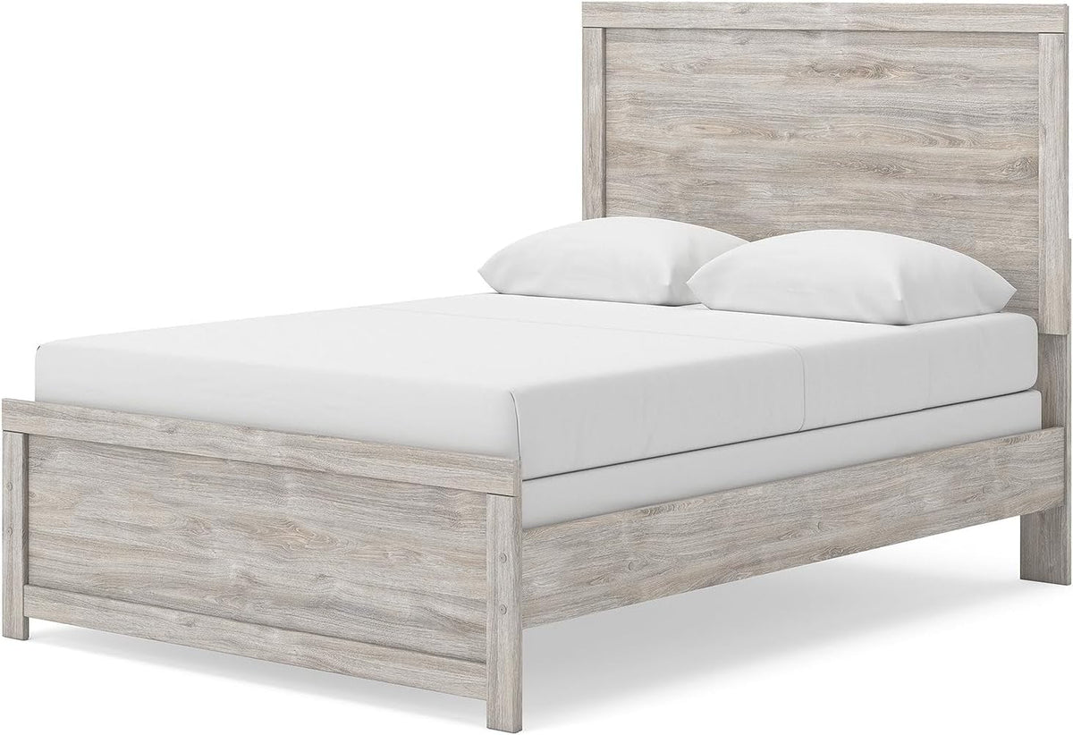 Full Panel Bed Frame Light Gray Engineered Wood Finish
