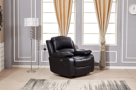 Power Reclining Bonded Leather Living Room Set Black