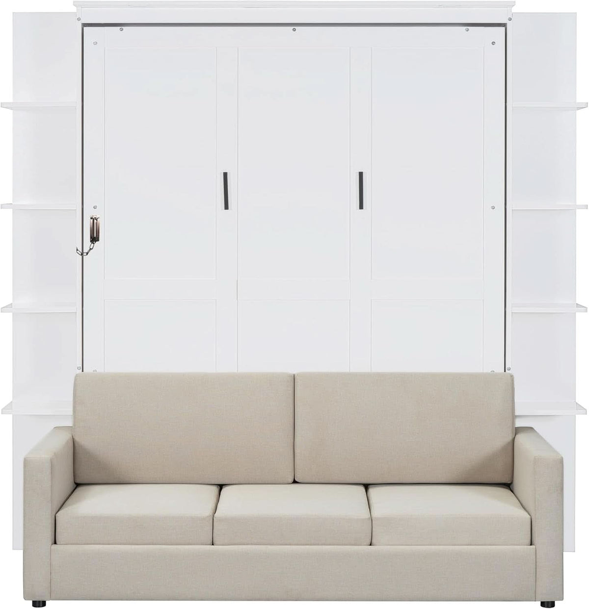 Queen Murphy Bed With White Supreme Ultra Comfort Sofa