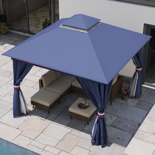 Classic Blue 10x10 Outdoor Weatherproof Patio Gazebo