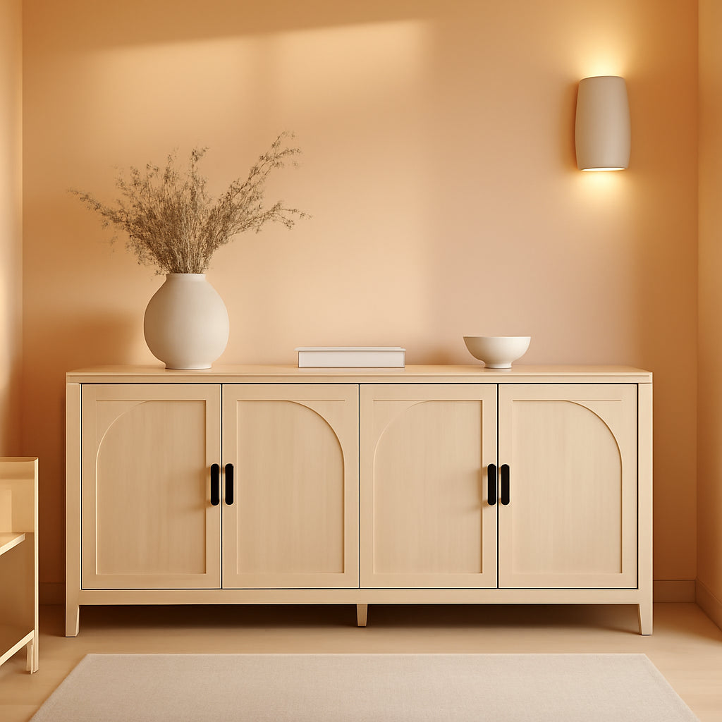 60 Inch Reeded Sideboard Buffet Coastal Oak Finish