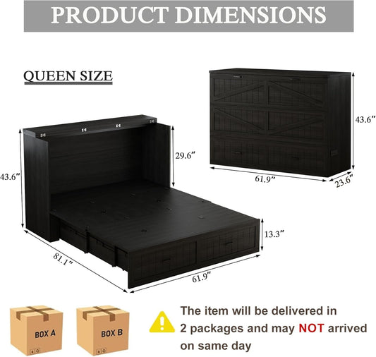 Queen Size Murphy Bed With Integrated Charging Station
