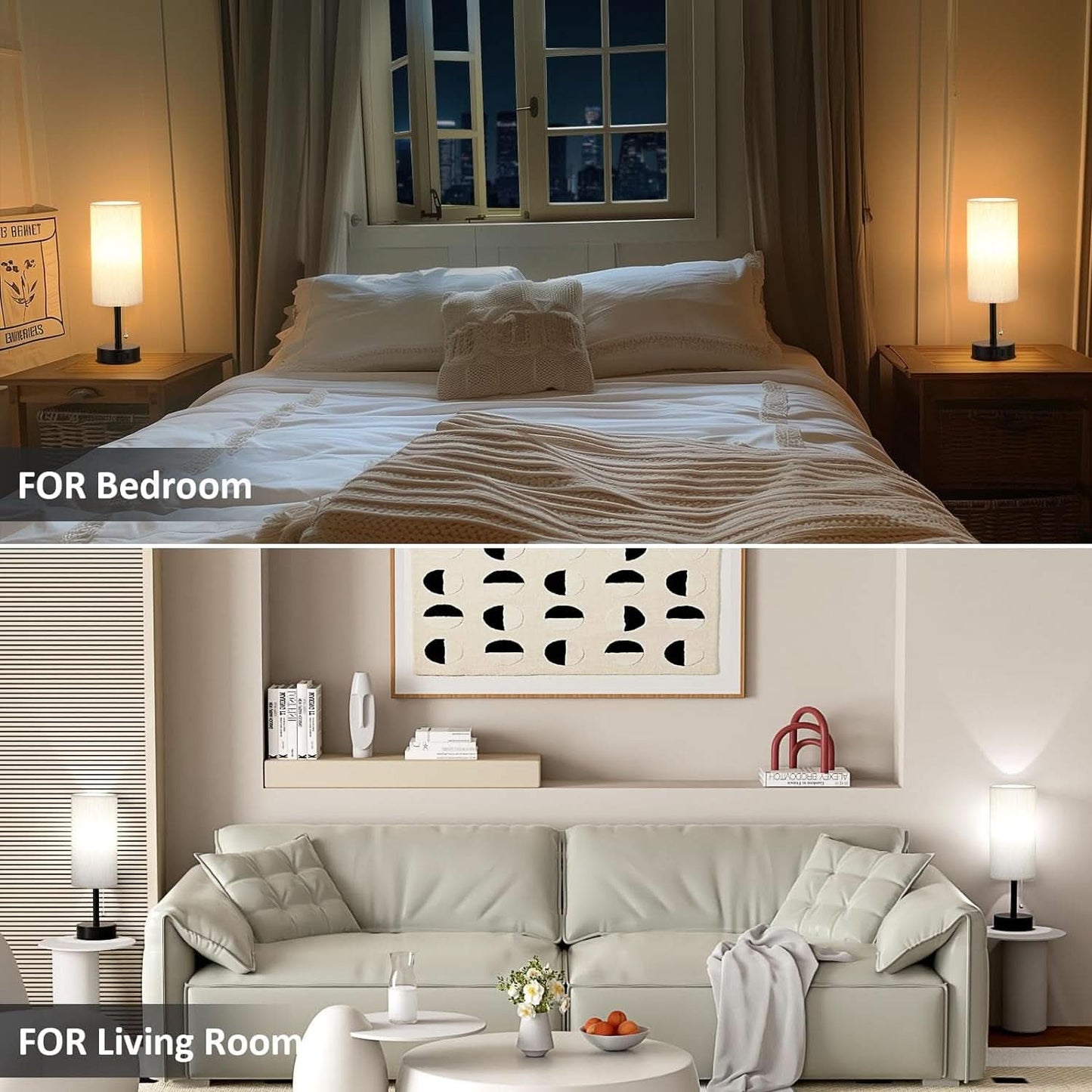 Bedside Table Lamps Set With ThreeColor Temperatures