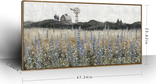 Cerulean Purple Meadow Canvas Wall Art 48x24Inches